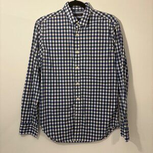 Banana Republic Mens Slim Fit Size SmallBlue & White Gingham‎ Check Dress Shirt